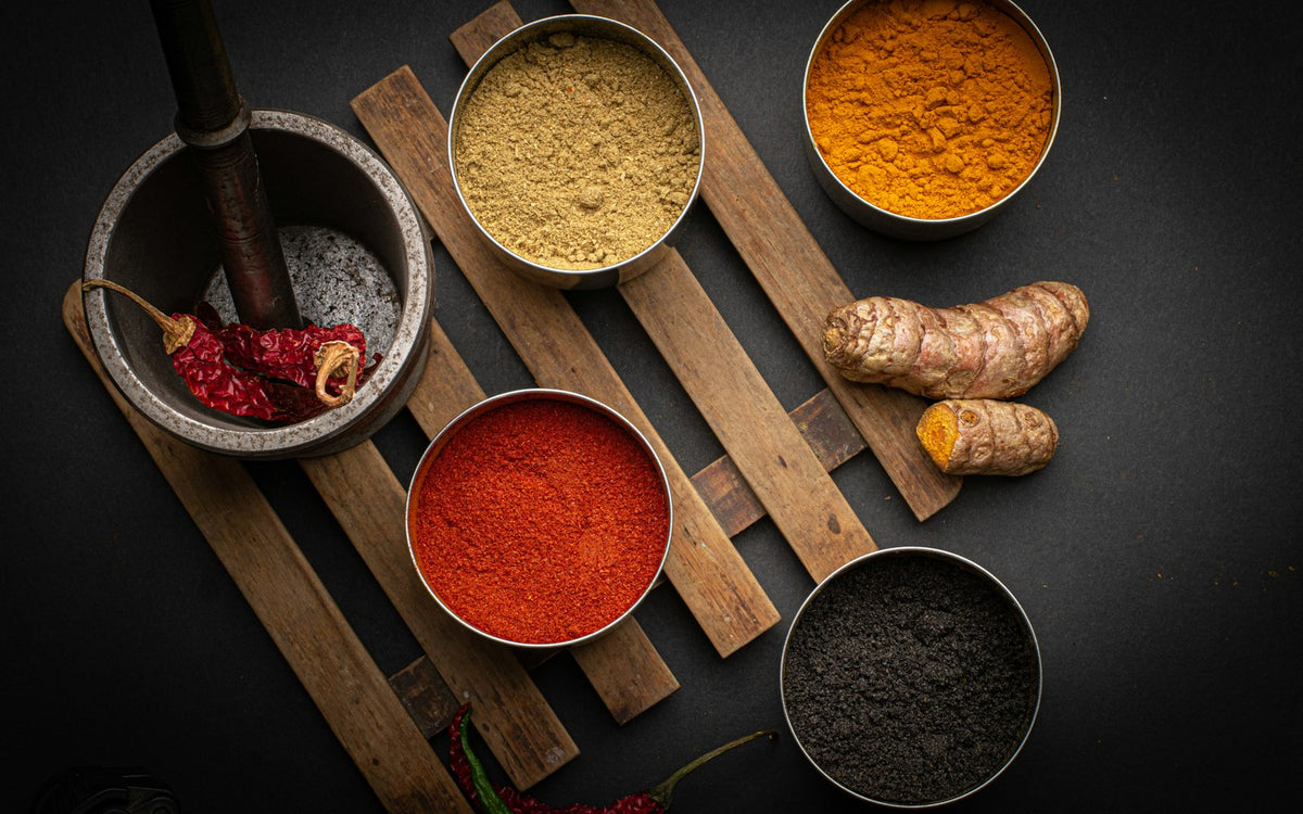 GA ashwagandha: wooden bowl of Ayurvedic herb powder