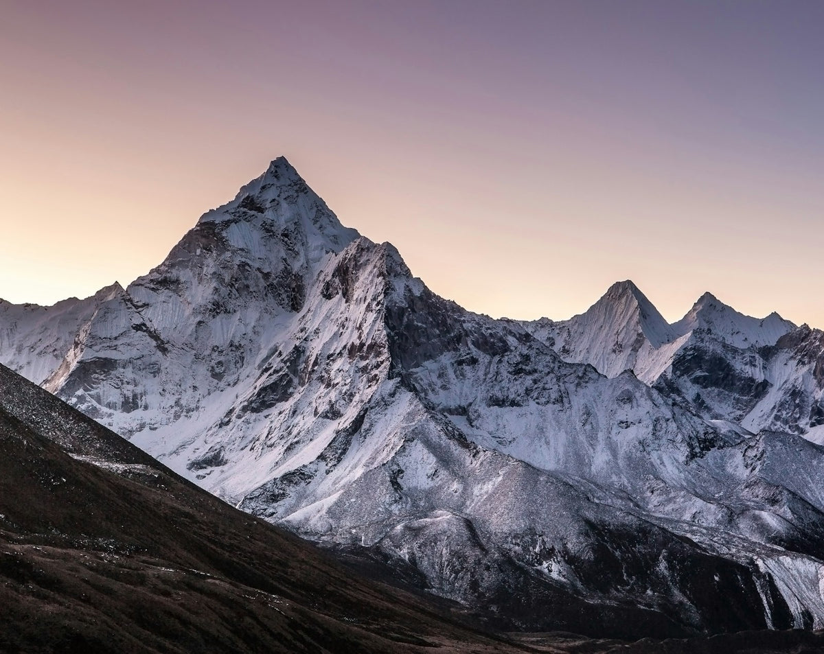 GA shilajit: snow covered Himalayan mountain range at sunset