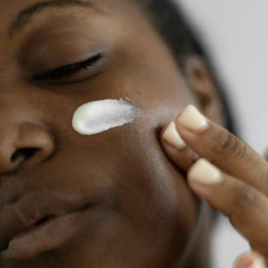 GA concern skin care: person applying cream to their face