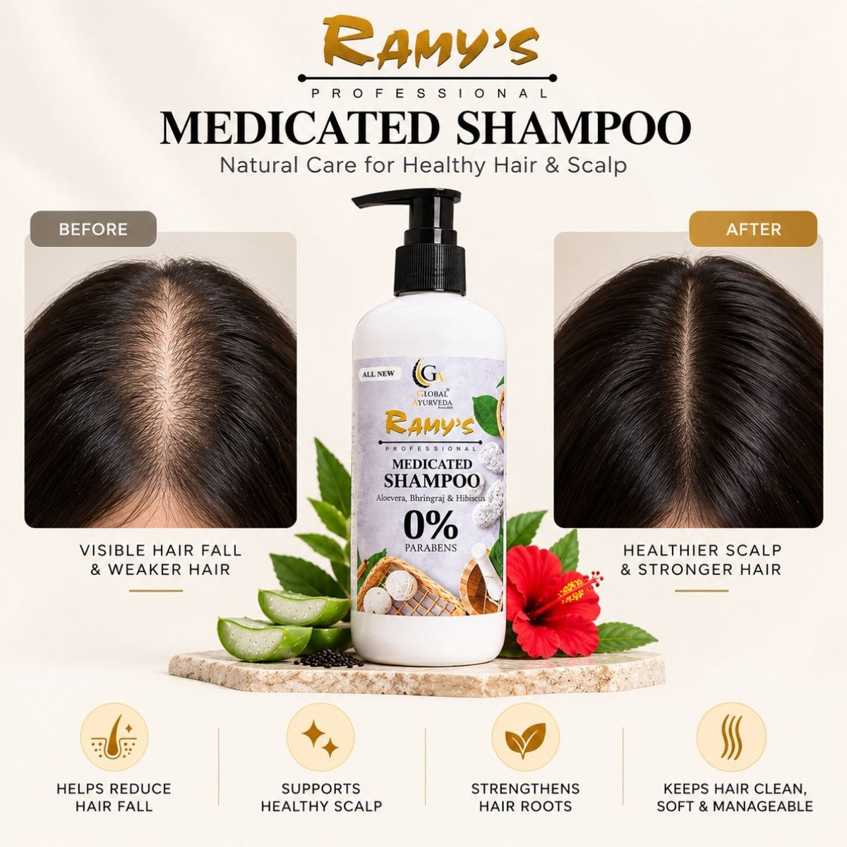 Ramy's Medicated Shampoo before and after